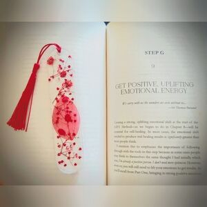 Decorative Bookmark with Red flowers and Tassel